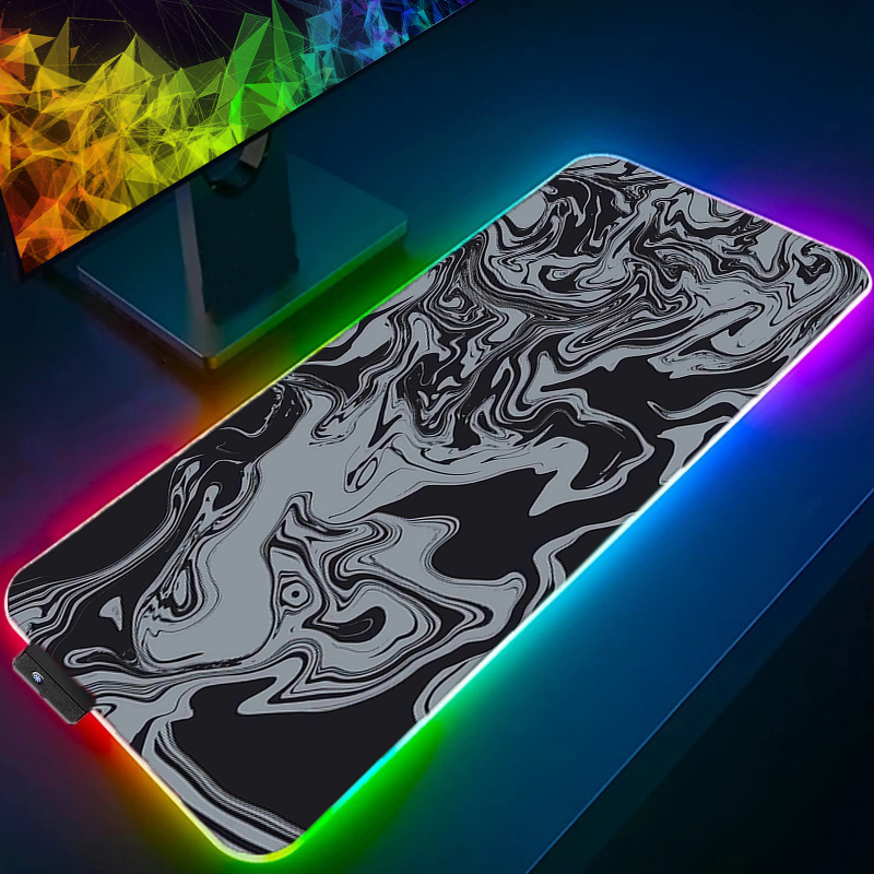 Mouse Pad Extended Rgb - RGB-LED-Mauspad, erweitertes Strata-Flüssigkeits-Mauspad mit genähten Kanten,