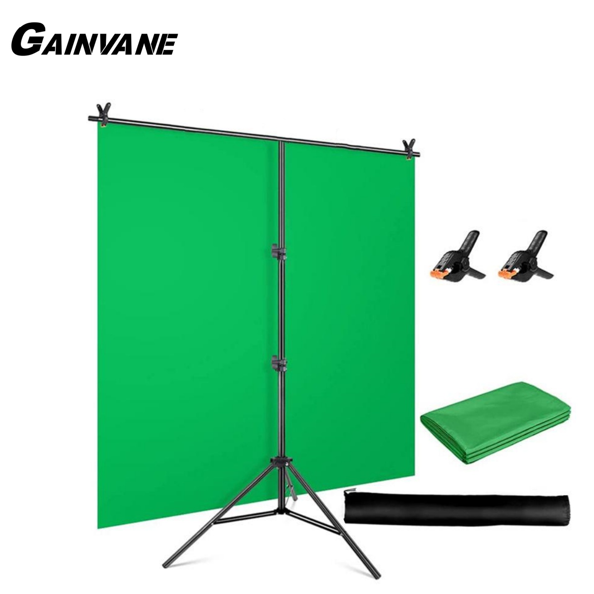 Green Screen Collapsible - T-förmiges Hintergrundständer-Set mit Hintergrundtuch, Video, Chroma