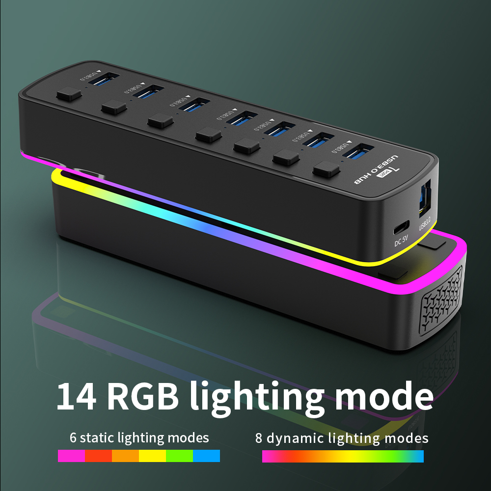 RGB USB 3.0 Hub 7 Ports Daten  – Esports Gaming Splitter Bewertung und Preis