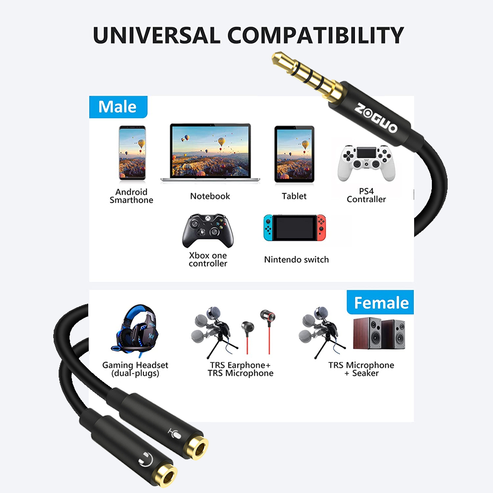 Zoguo audio splitter trrs kopf – Esports Gaming Splitter Bewertung und Preis